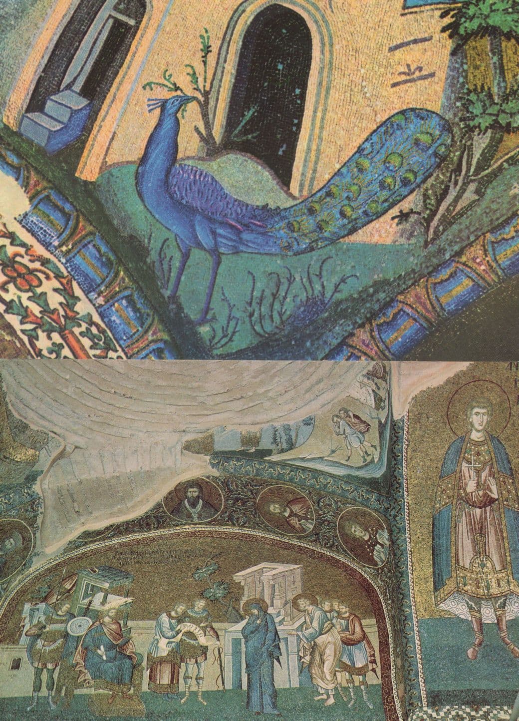 Byzantin Mosaic from Khora Kariye Peacock Turkey 2x Postcard