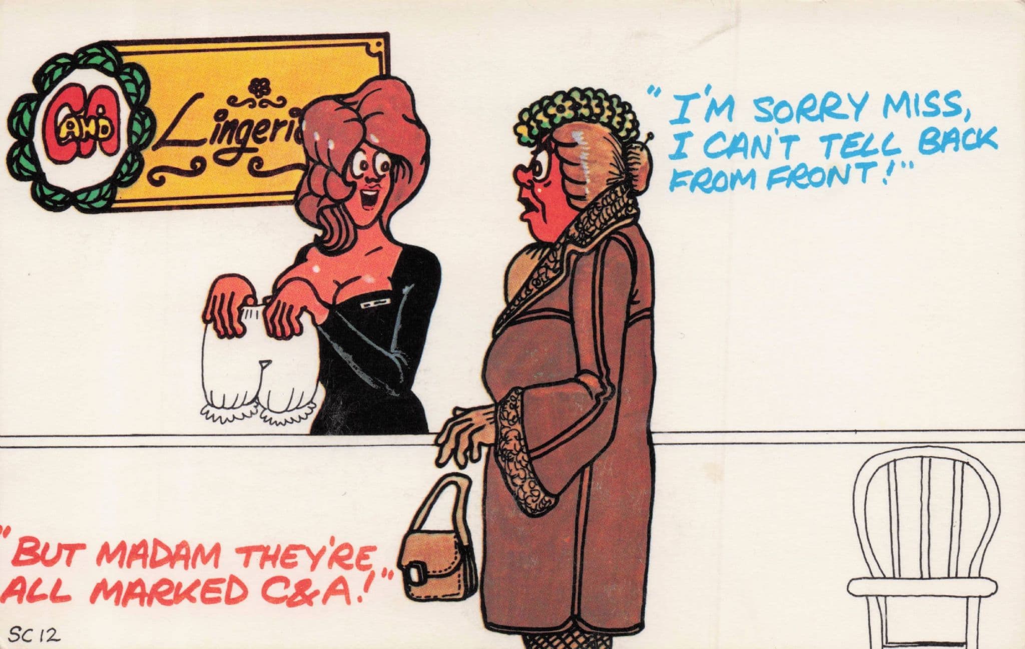 C&S Department Store Lingerie Sexy Lady Assistant Comic Postcard