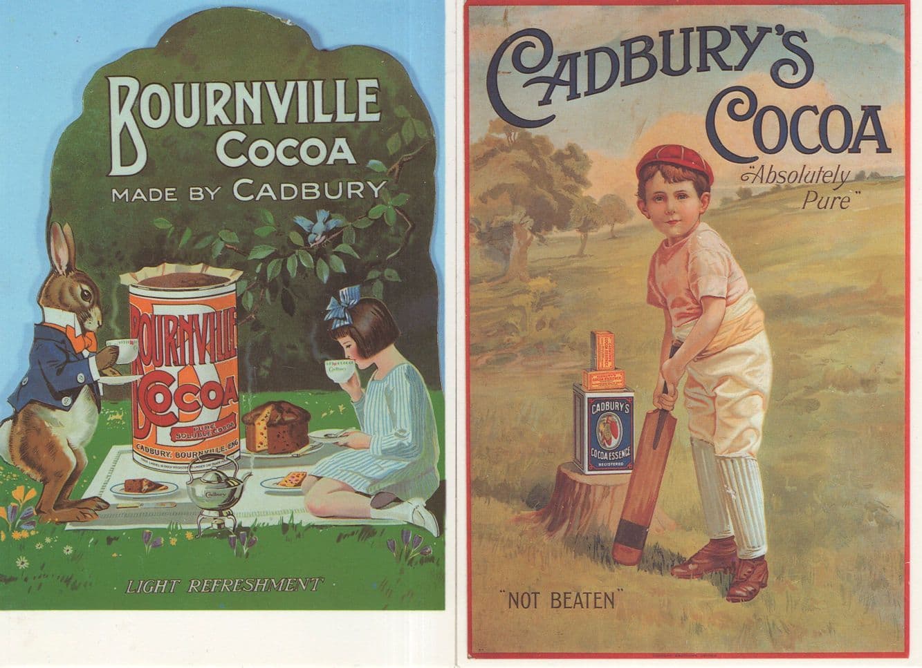 Cadbury's Bourneville Cocoa Rabbit 2x Poster Advertising Postcard s