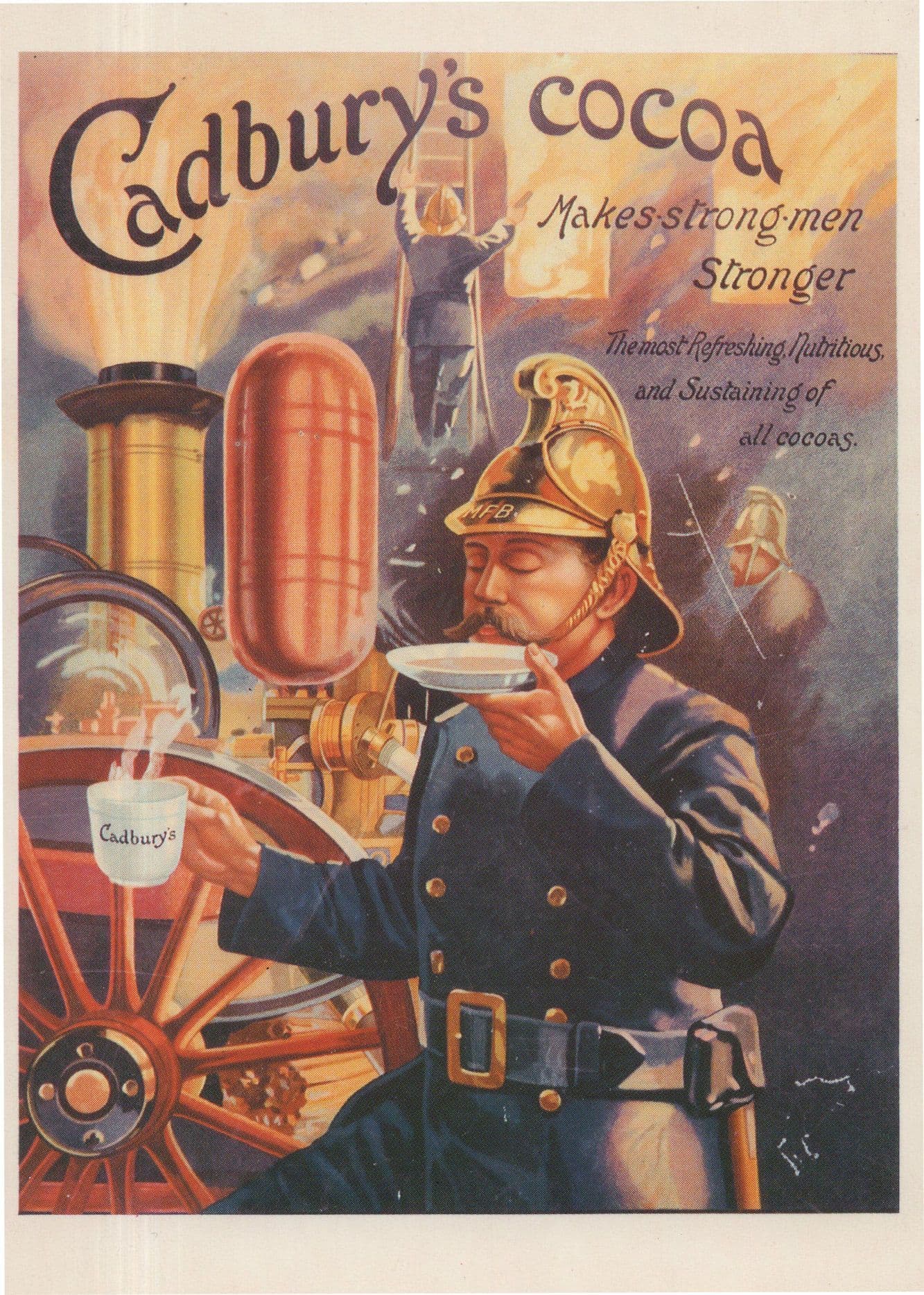Cadbury's Cocoa Drinking Chocolate Fireman Advertising Postcard