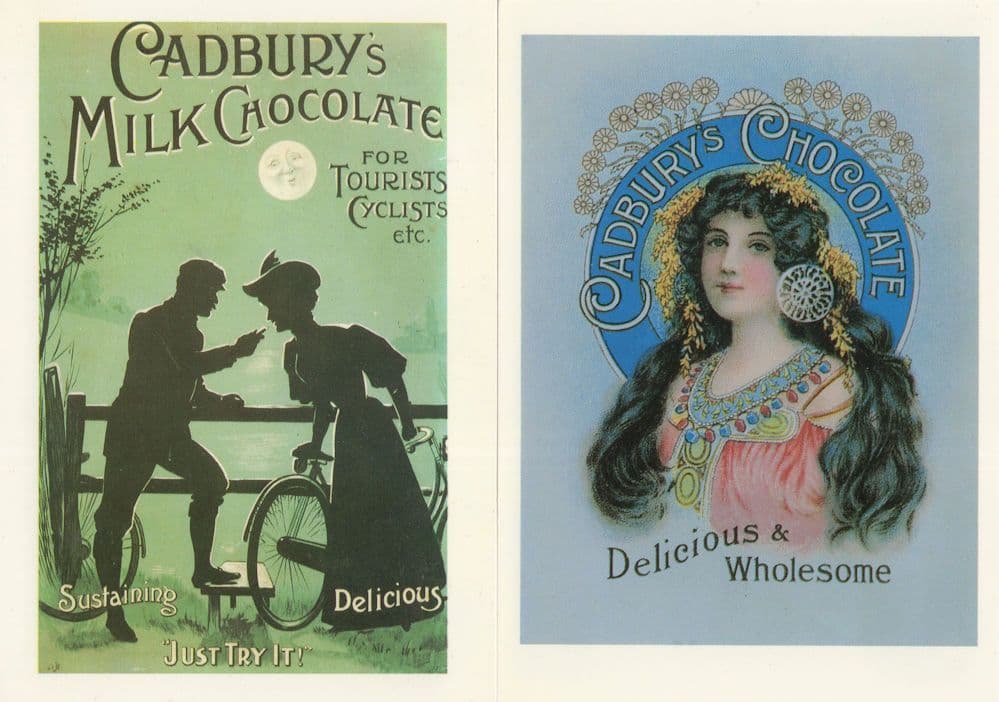 Cadburys Milk Chocolate Bicycle 2x Advertising Poster Postcard s