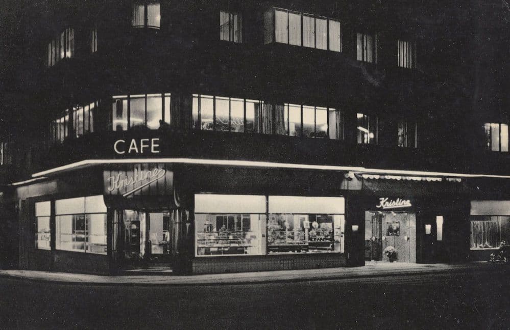 Cafe Kristine Aalborg Vesterbro Denmark Real Photo Old POstcard