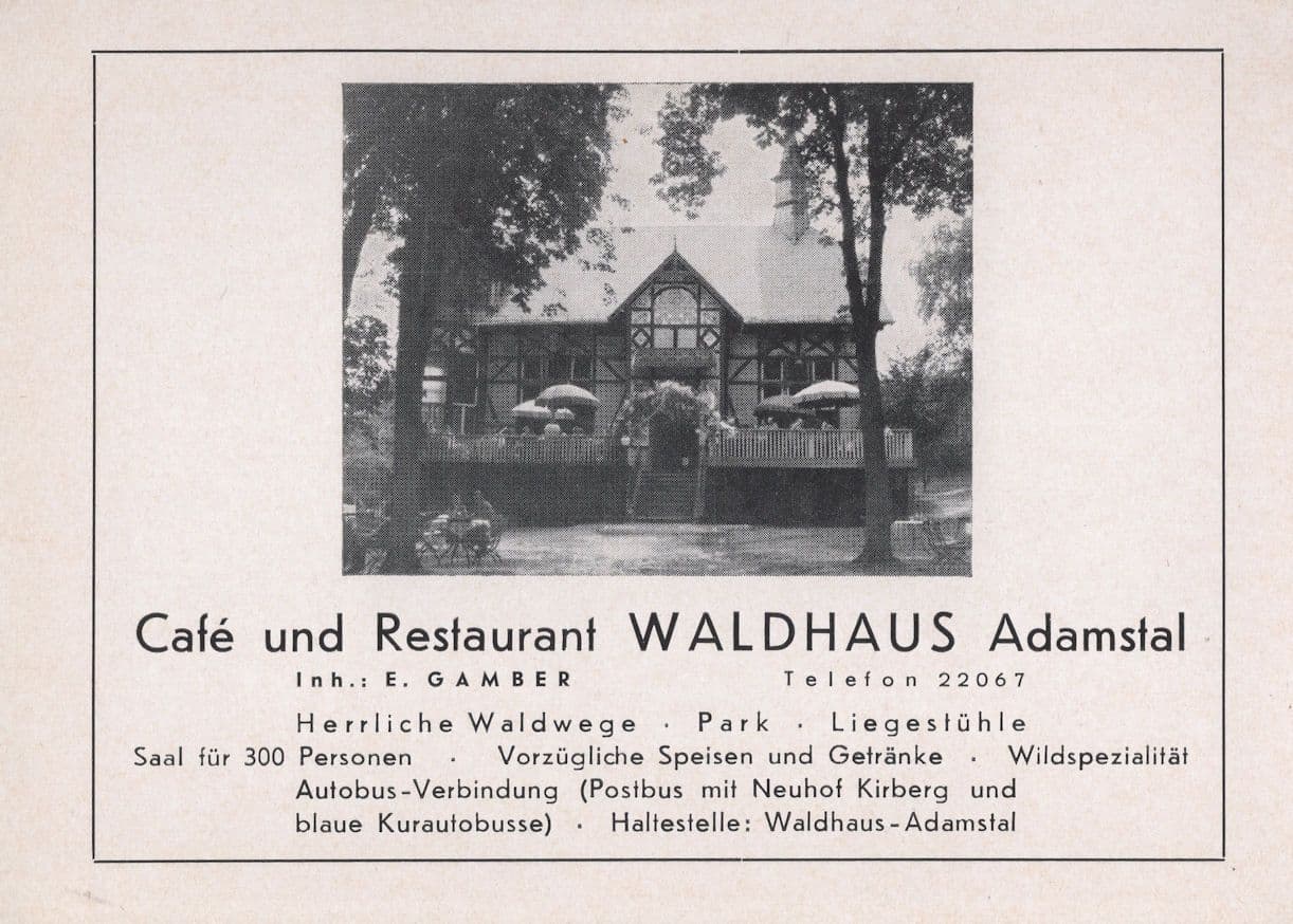 Cafe Restaurant Waldhaus Adamstal German Photo Map Postcard