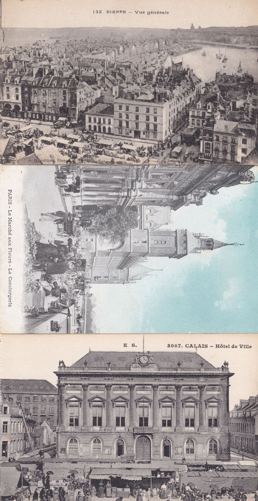 Calais Hotel De Ville French Market 3x Postcard s