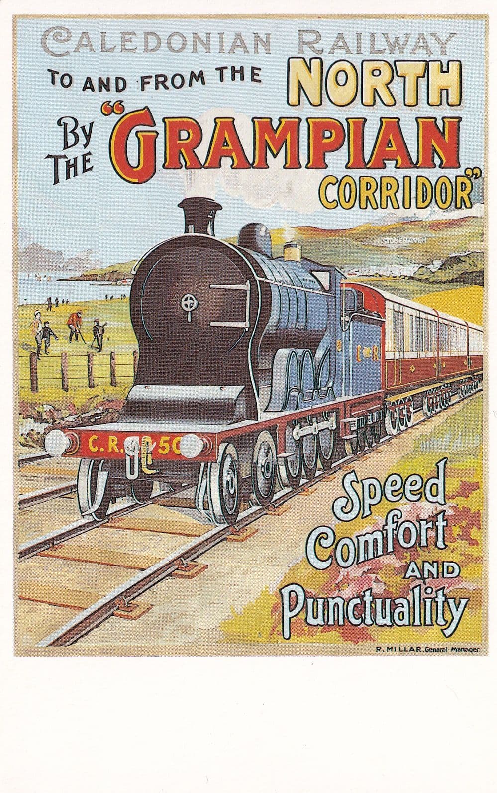 Caledonian North Railway Grampian Corridor Train Poster Postcard