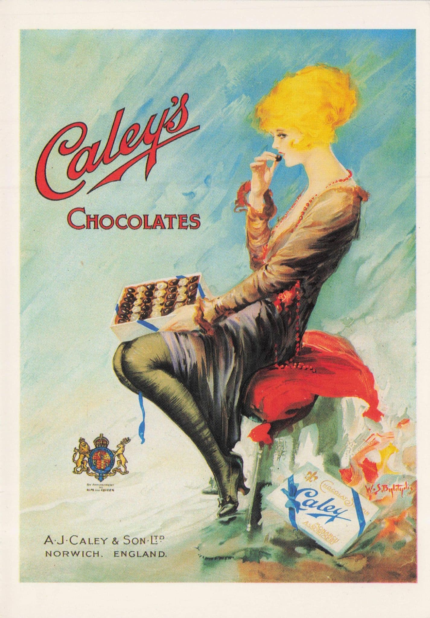 Caley's Chocolates Sexy Lady Glamour 1920s Poster Postcard