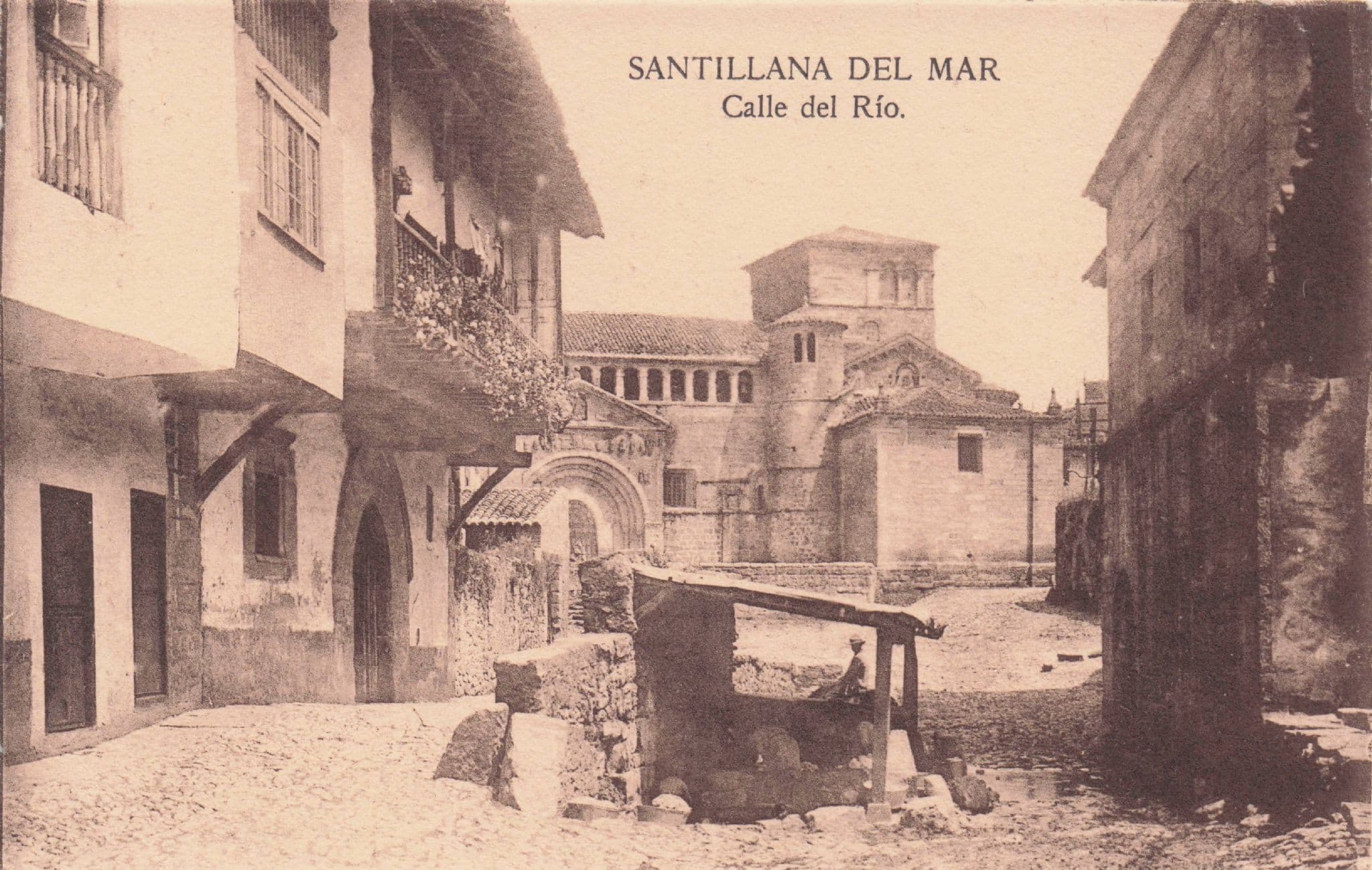 Calle Del Rio Santillano Del Mar Spain Antique Postcard