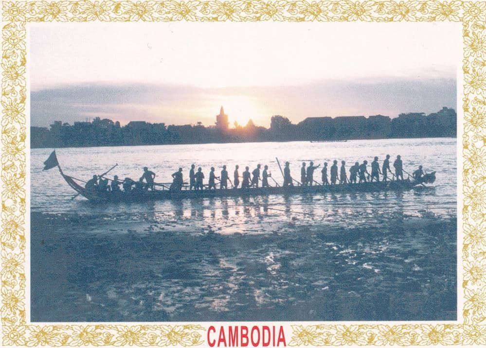 Cambodia Water Festival Boat Ship Postcard