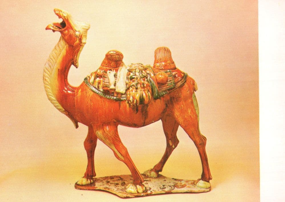 Camel Glazed Pottery Asian Dynasty China Model Postcard