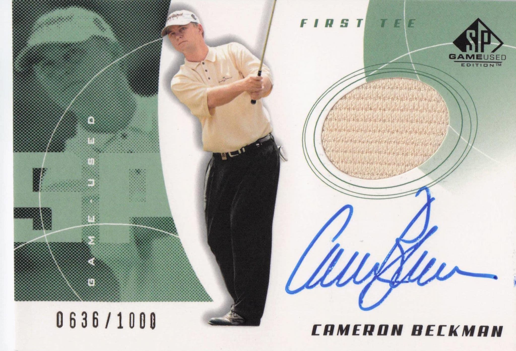 Cameron Beckman First Tee 2002 Golf Upper Deck Hand Signed Worn Shirt Card
