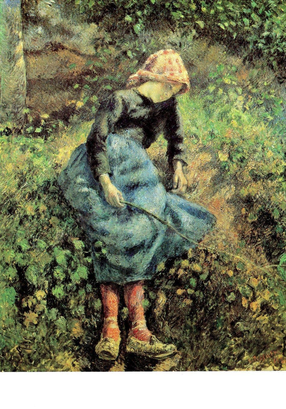 Camille Pissarro Jeune Fille A La Baguette Painting Postcard