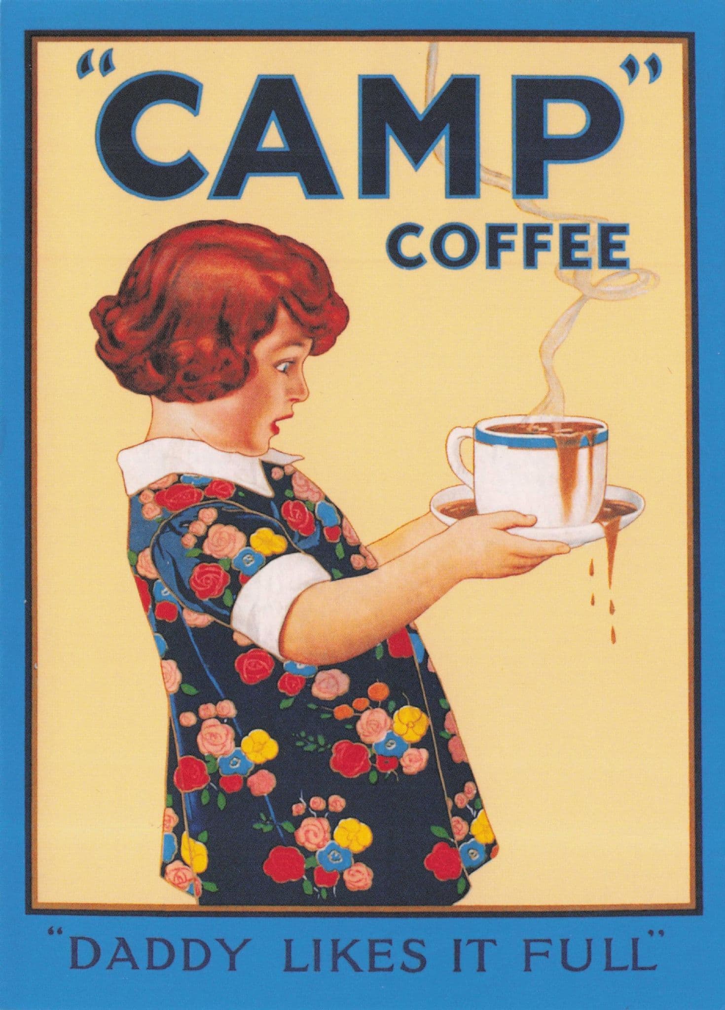 Camp Coffee Daddy Likes His Mug Full Advertising Postcard