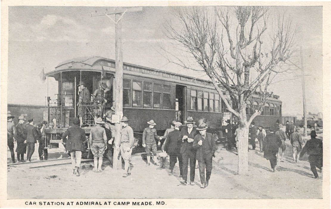 Camp Meade Maryland Trolley Car Station Old Transportation USA Postcard