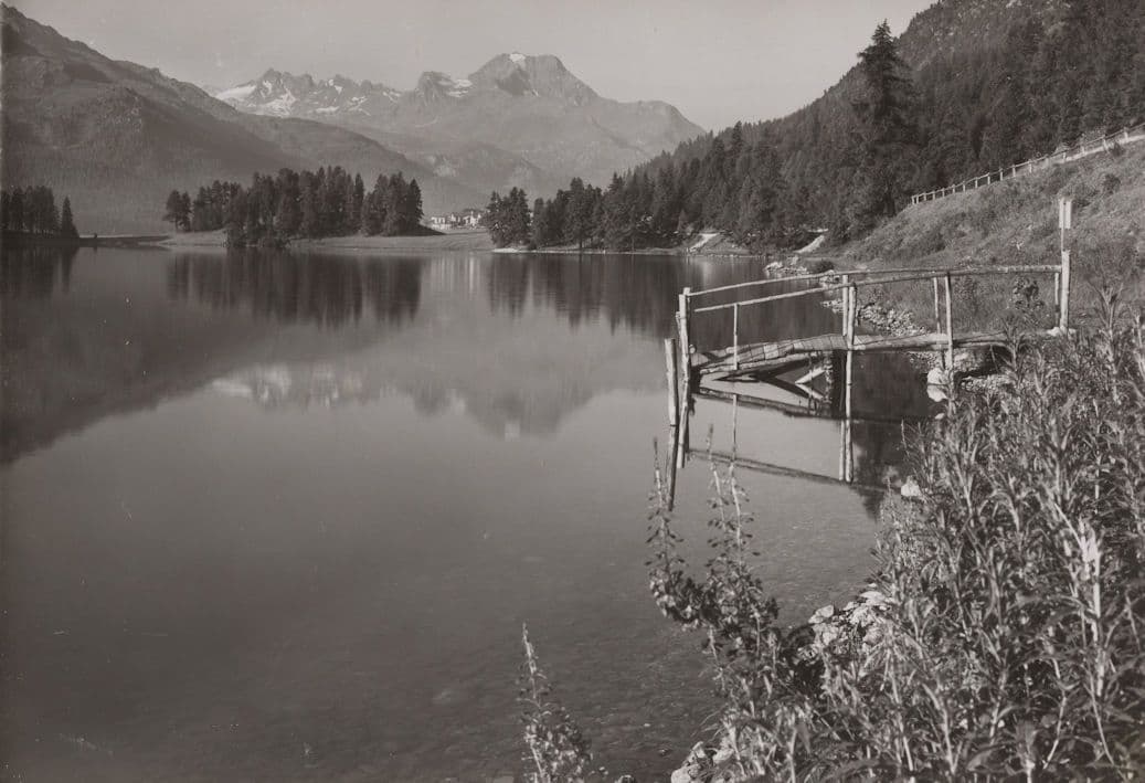 Campfer Switzerland Bridge & Lake Vintage Real Photo Postcard