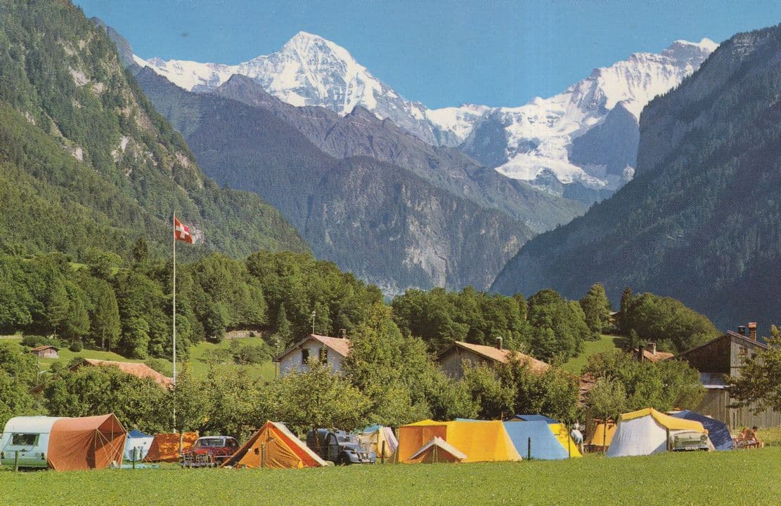 Camping Oberei Wilderswil Switzerland Tents Postcard