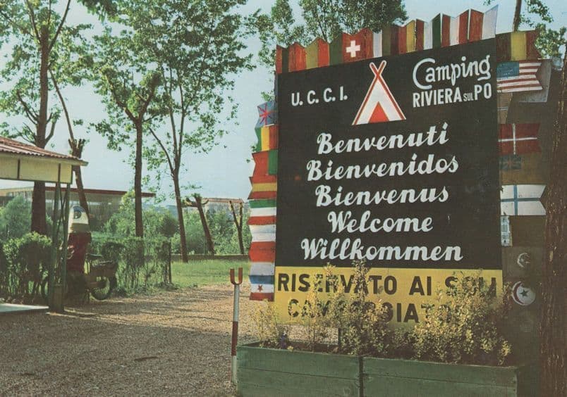 Camping Riviera Sul Po Torino Camp Site Sign Italian Postcard
