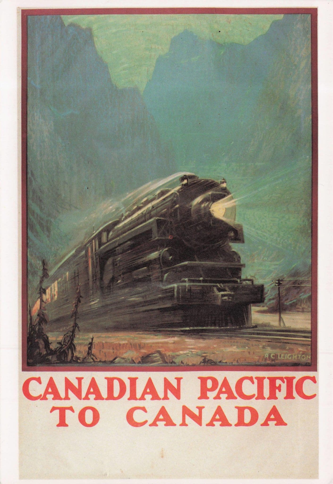 Canadian Pacific To Canada Train Vintage Poster Postcard
