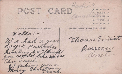 Canadian Partridge Bird Hunting Signed By Hunter Old RPC Postcard