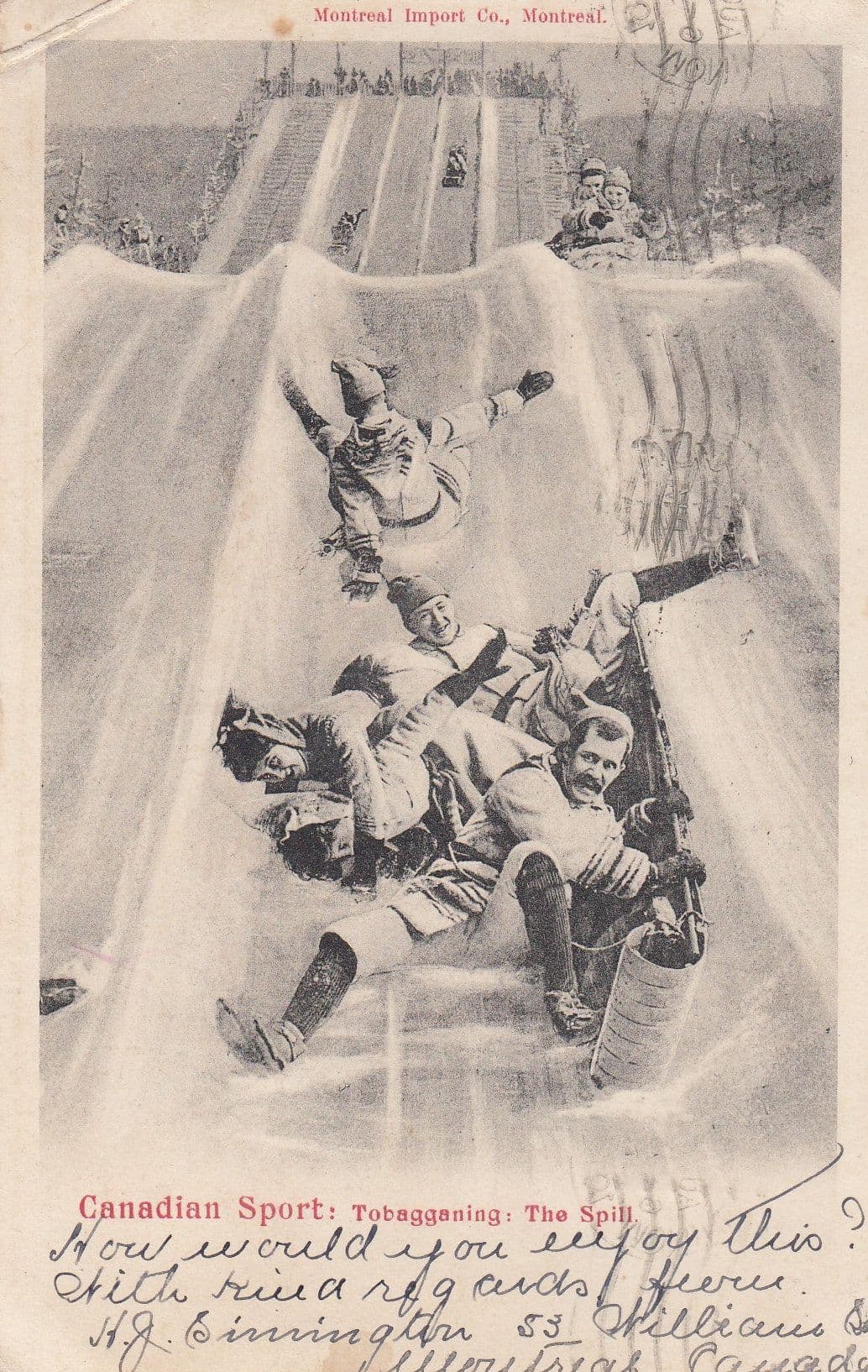 Canadian Sport Toboggoning Postcard