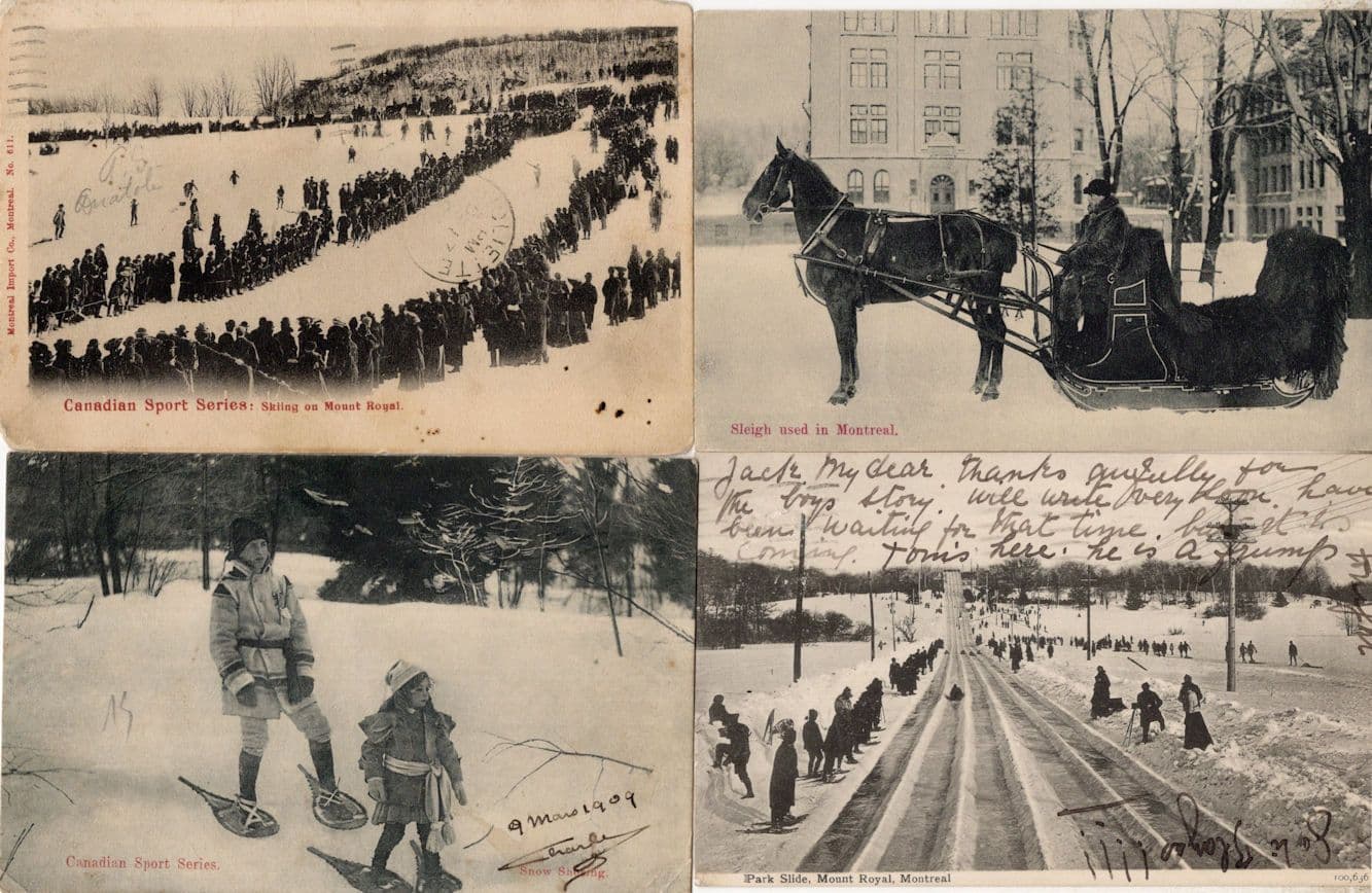 Canadian Sports Series Sleighing Skiing Park Slide 4x Postcard s