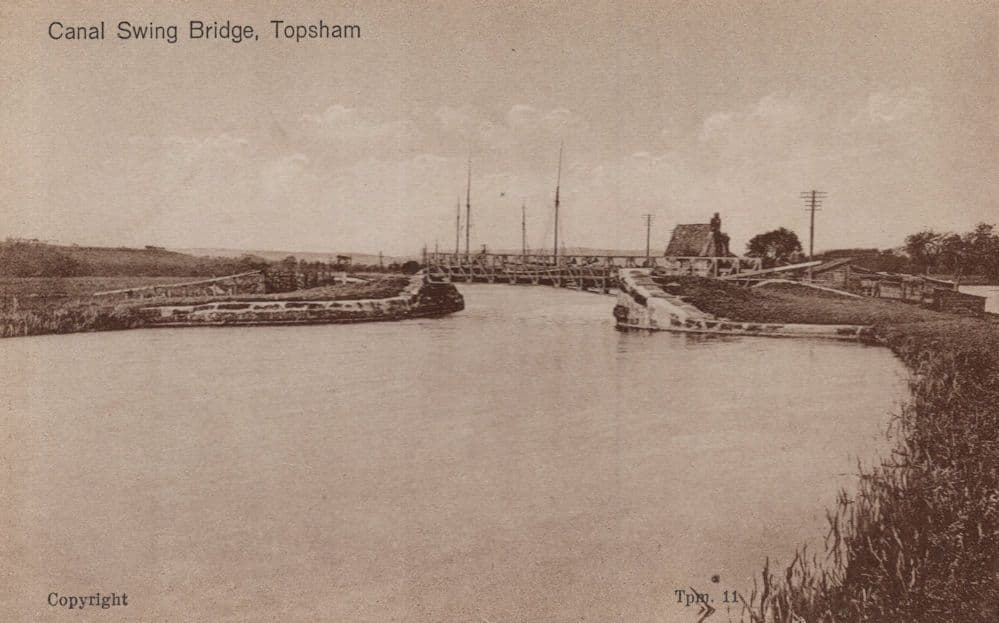 Canal Swing Bridge Topsham Cornwall Antique Postcard