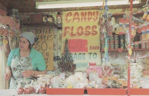 Candy Floss Stall Toffee Apple Apples Rare Postcard