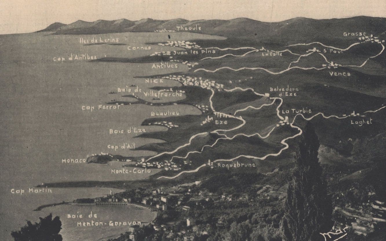Cannes Map Mountains Rivers Old French Carte Postcard