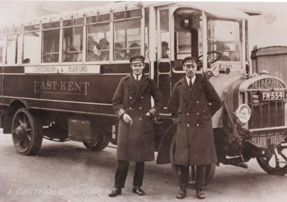 Canterbury & Ashford Kent Old Tram Bus Driver Conductor Postcard