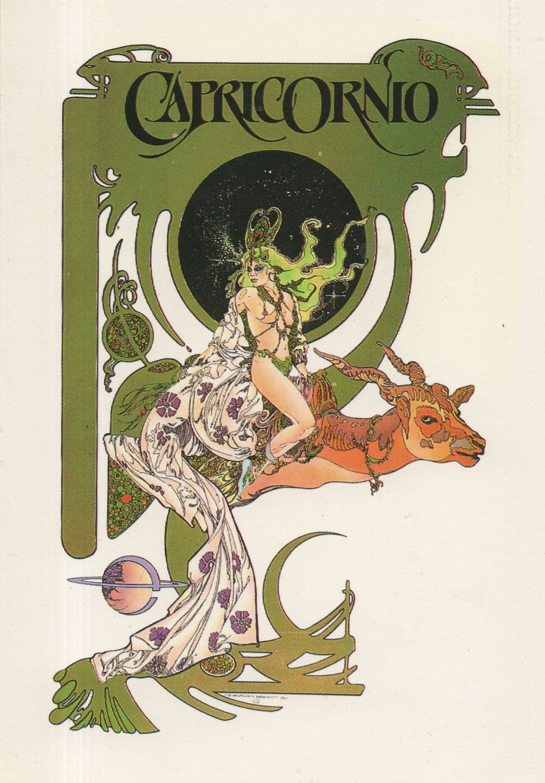 Capricorn Stunning Sexy Risque Zodiac Painting Italian Postcard