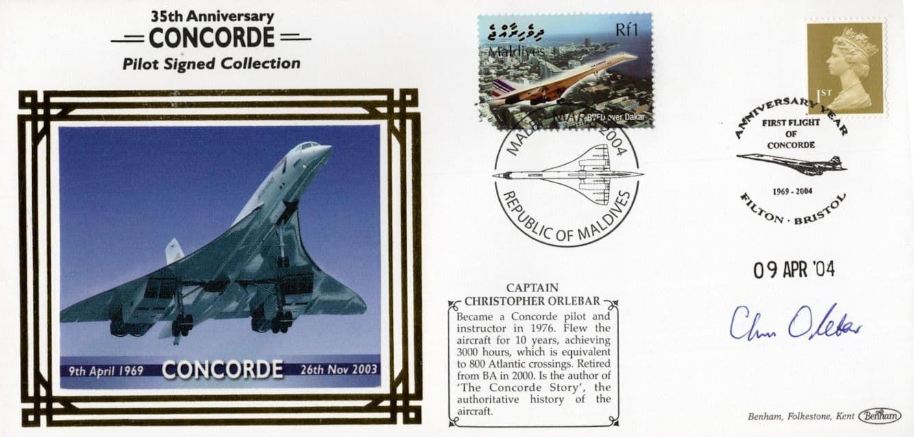 Captain Christopher Orlebar Concorde Pilot 1969 to 2003 Hand Signed FDC