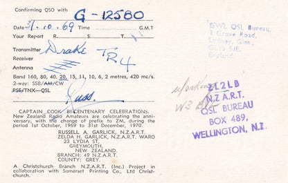 Captain Cook Greymouth New Zealand Amateur Radio QSL Postcard Card