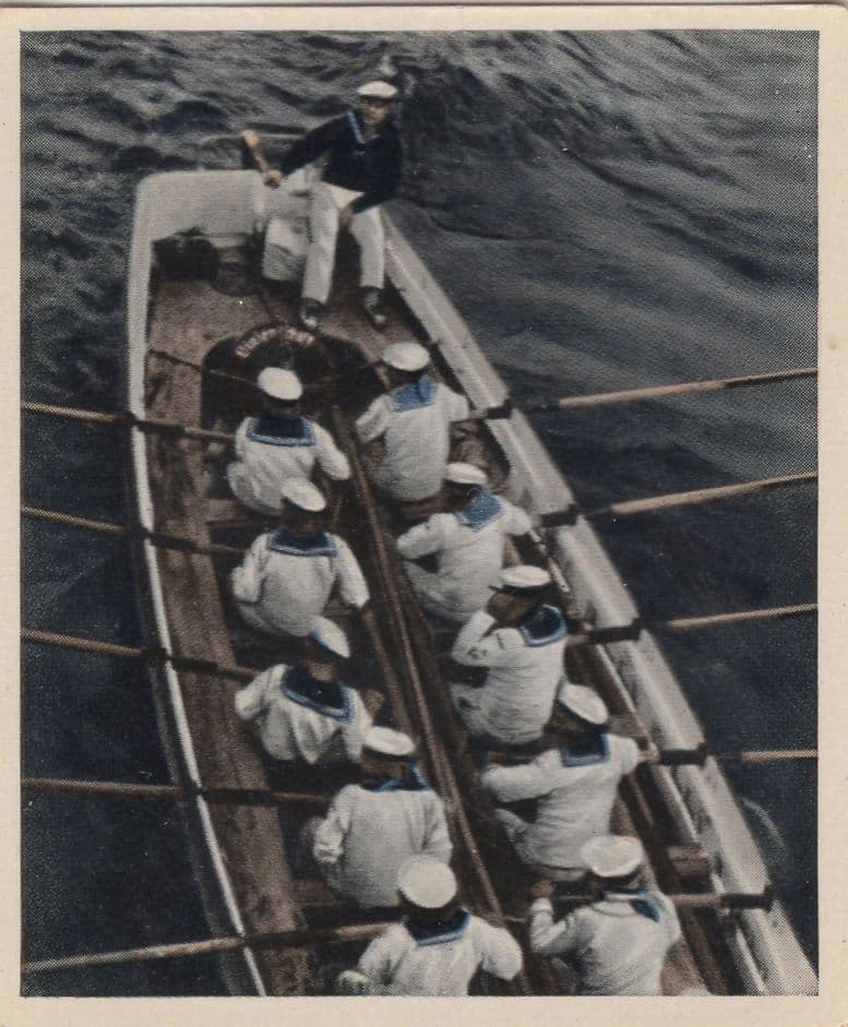 Captain Naval Ship Sailors 1930s Rowing Exercise German Cigarette Card