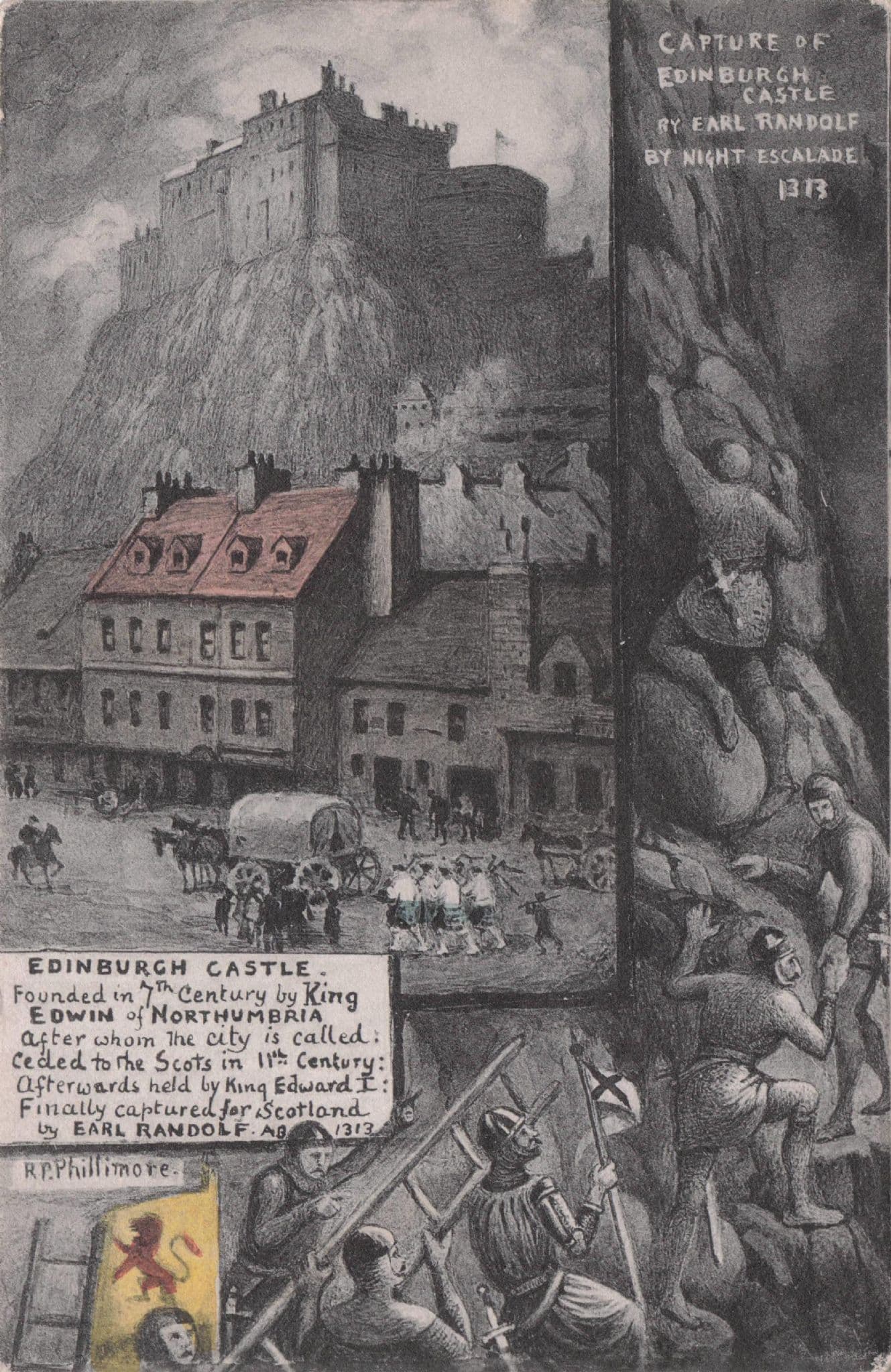 Capture Of Edinburgh Castle Scotland Phillimore Antique Postcard