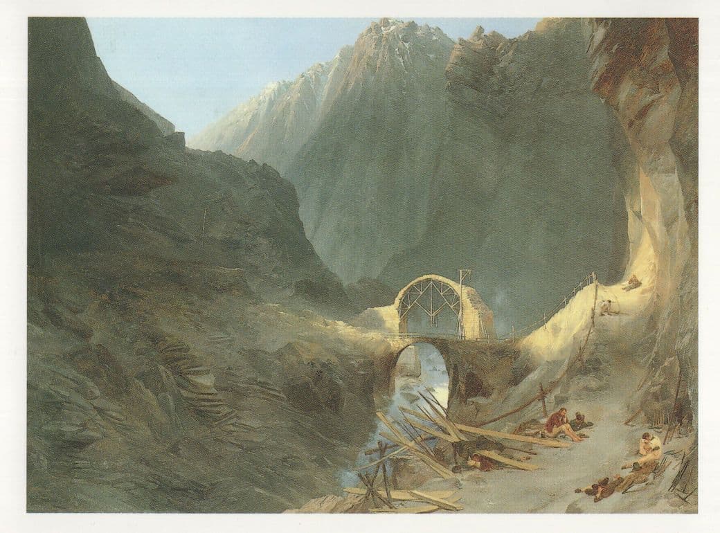Carl Blechen Building The Devils Bridge German Painting Postcard