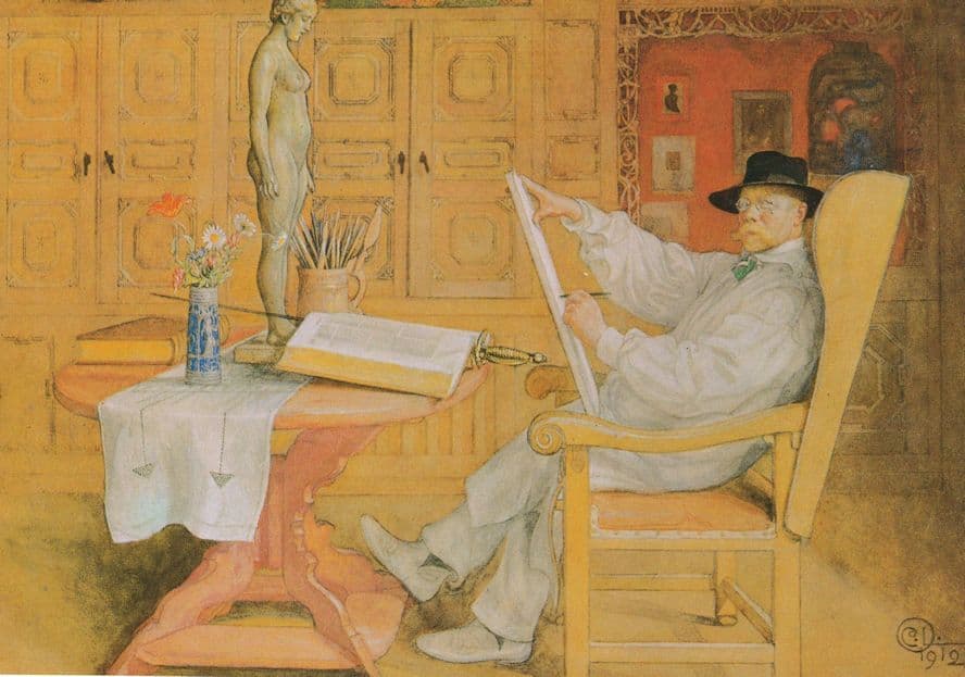 Carl Larsson Aquarell 1912 Painting Postcard