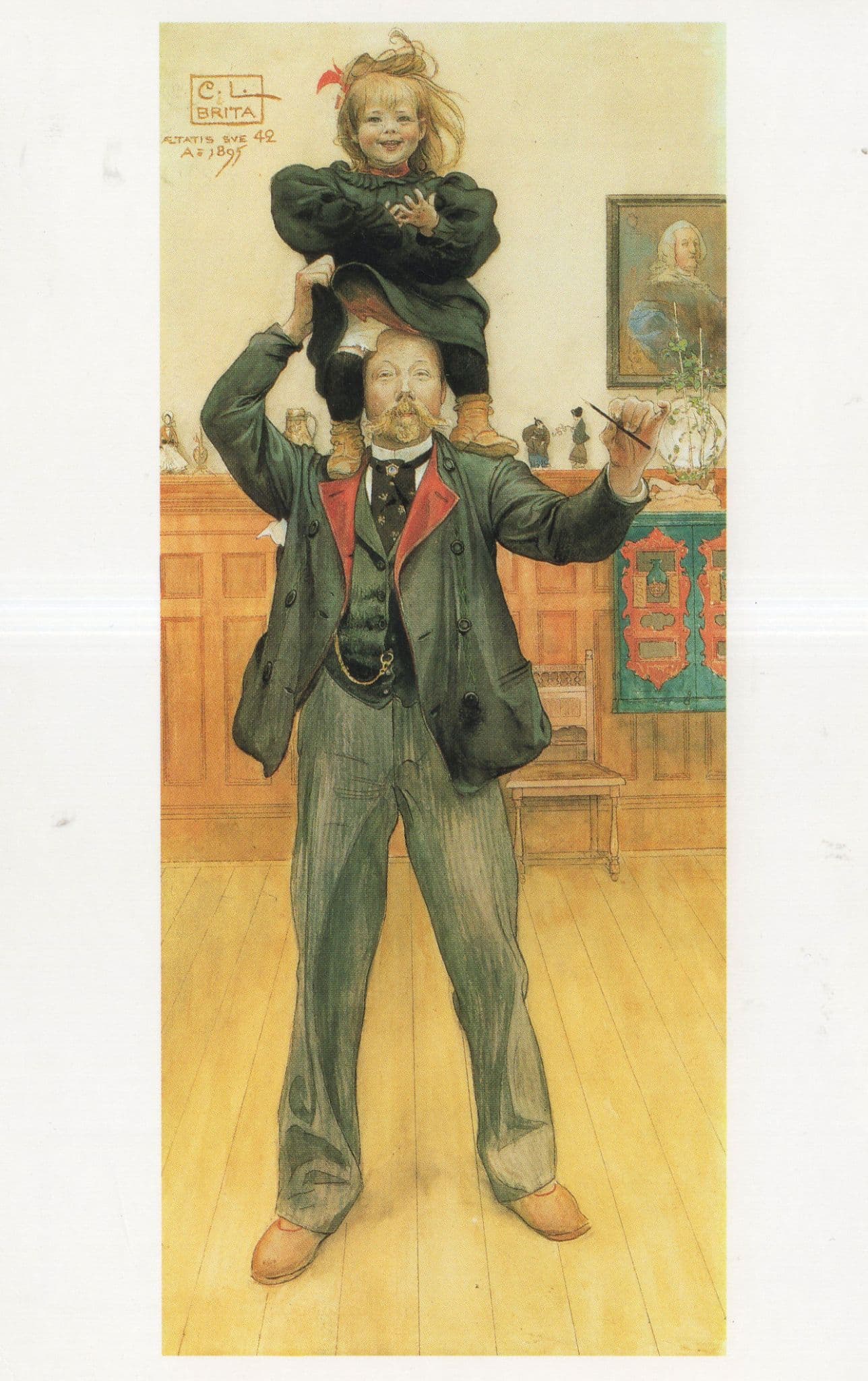 Carl Larsson Brita & And I Rare Victorian Swedish Painting Postcard