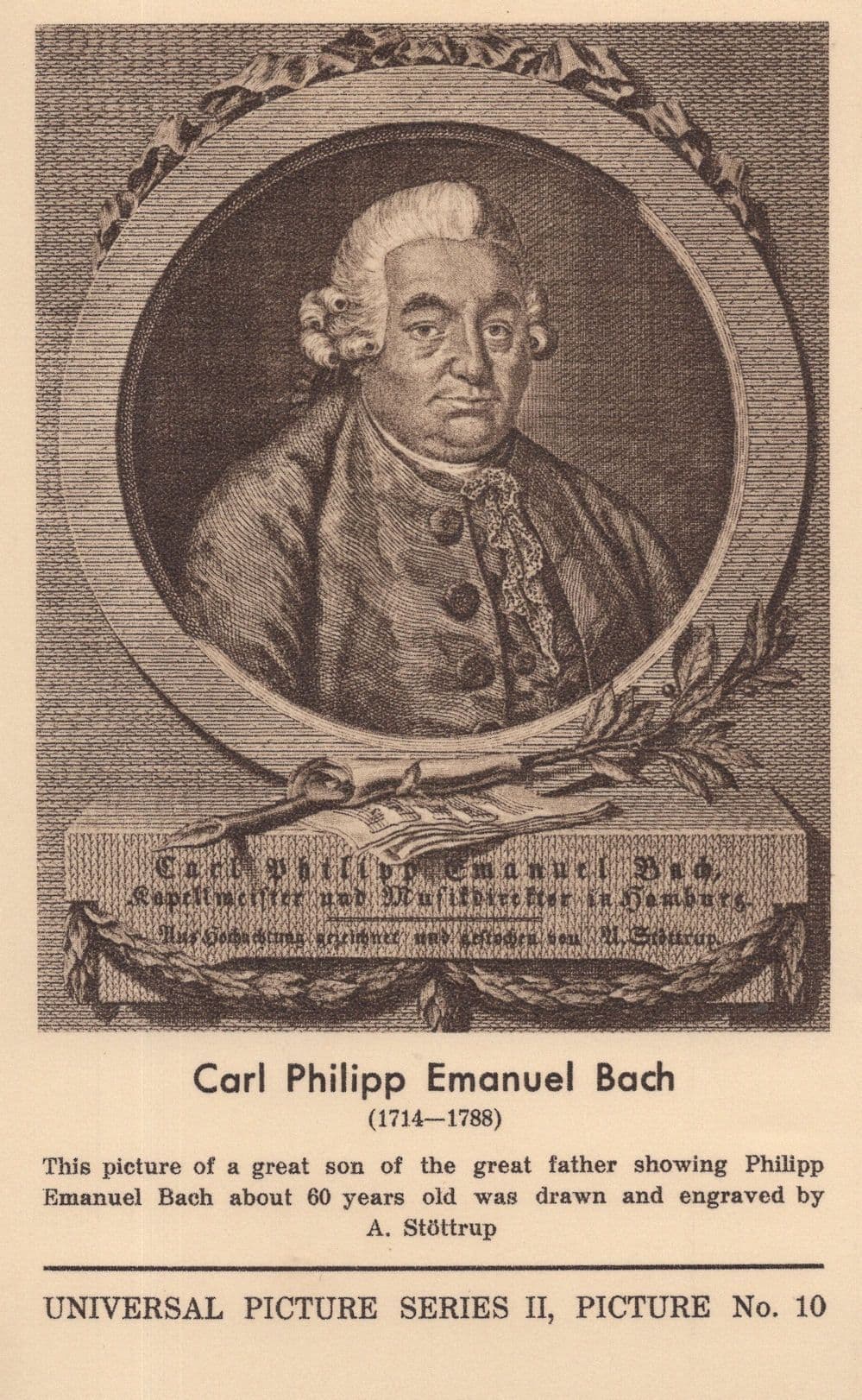 Carl Philipp Emanuel Bach at 60 Years Old Universal Pictures Postcard
