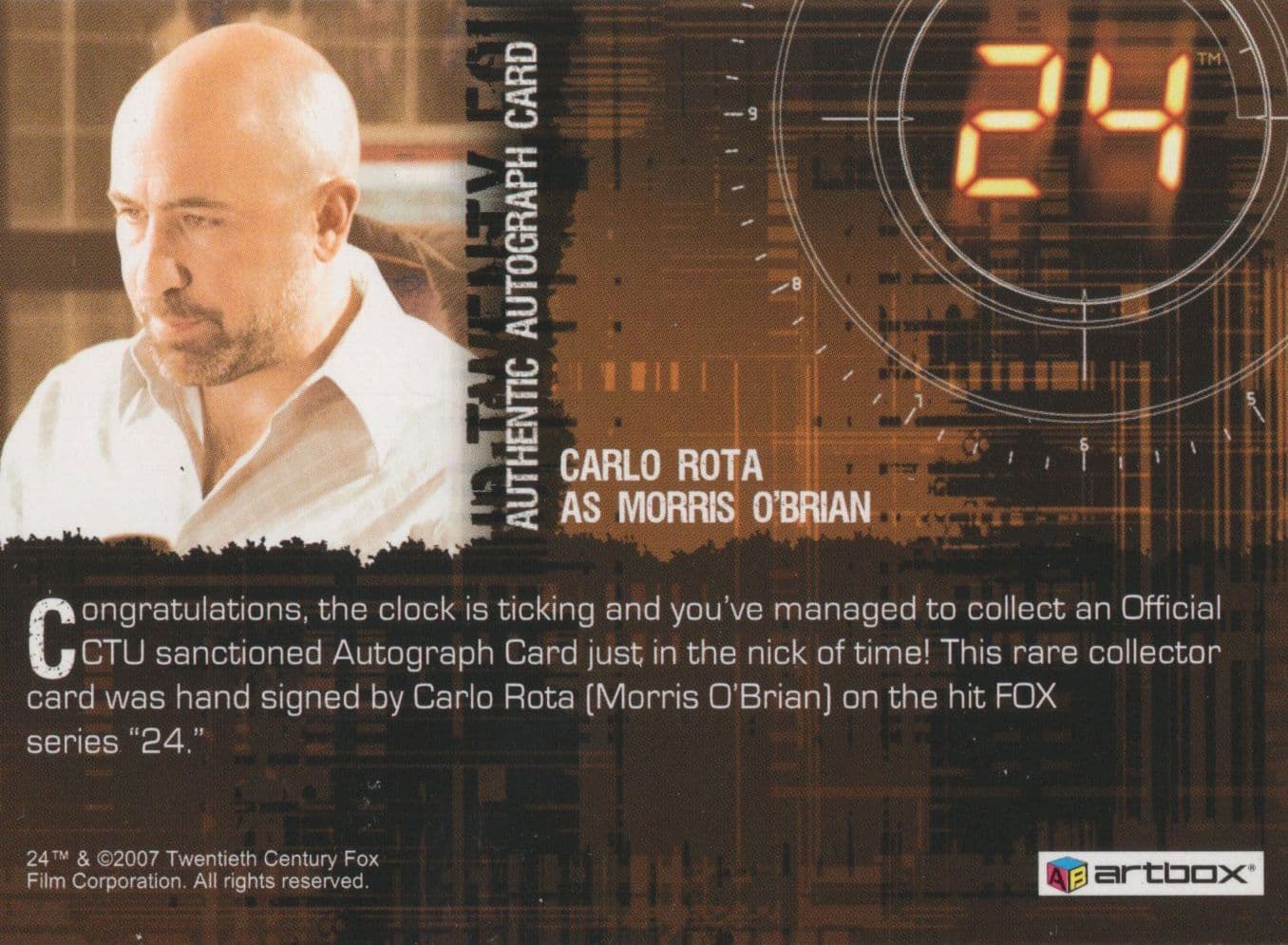 Carlo Rota in 24 TV Show Hand Signed Cast Card Photo