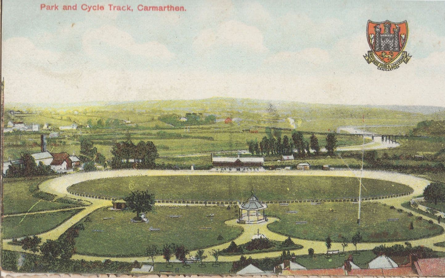 Carmarthen Town Carmarthenshire Cycle Track Park Welsh Postcard