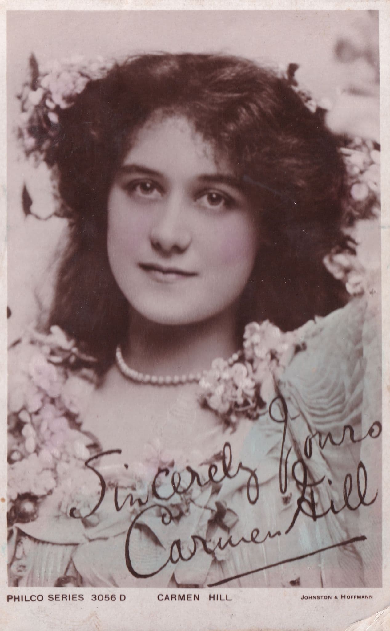 Carmen Hill Edwardian Actress Facimile Signed RPC Postcard