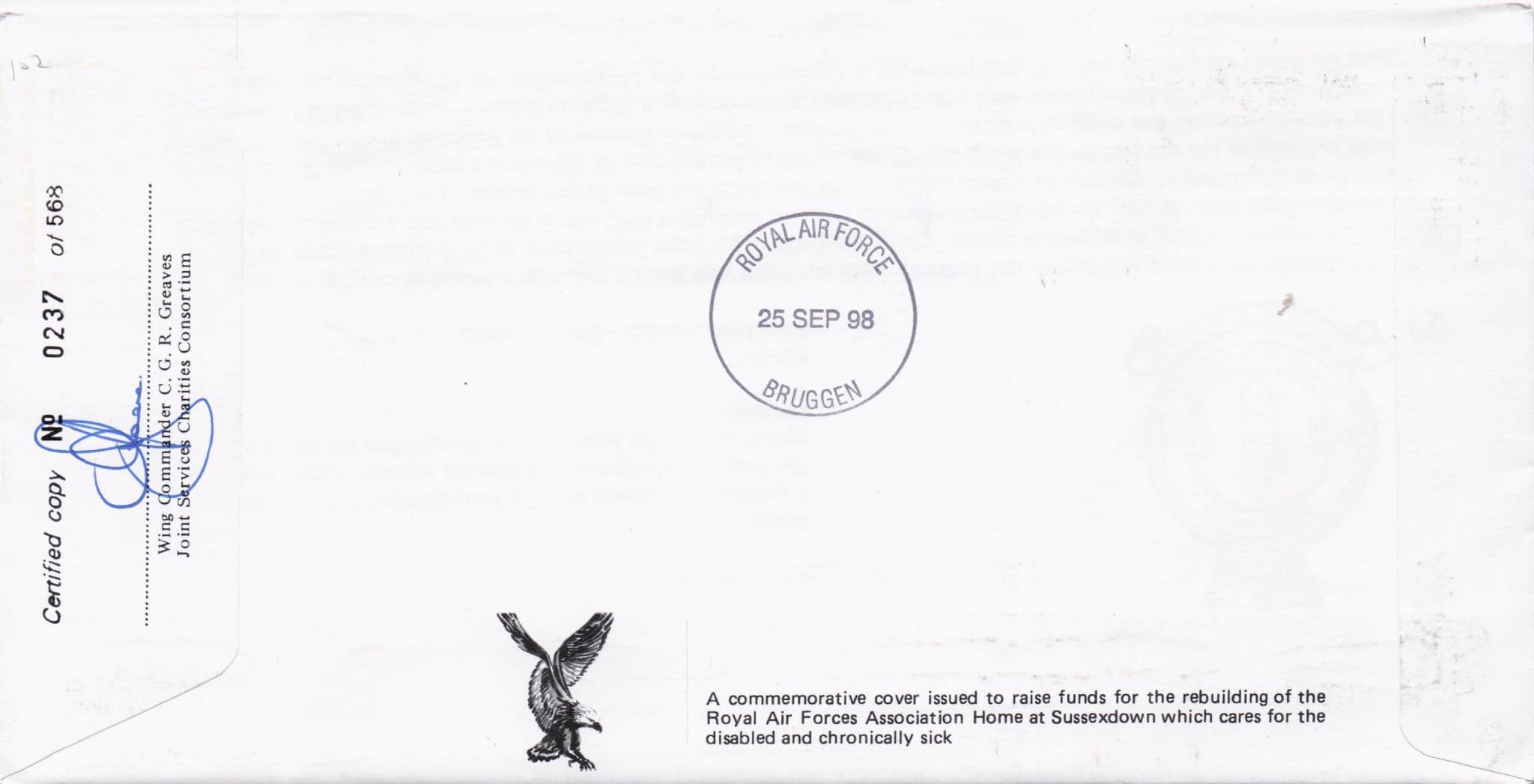 Carnival 1998 Military Squadrons Of The Royal Air Force Hand Signed FDC