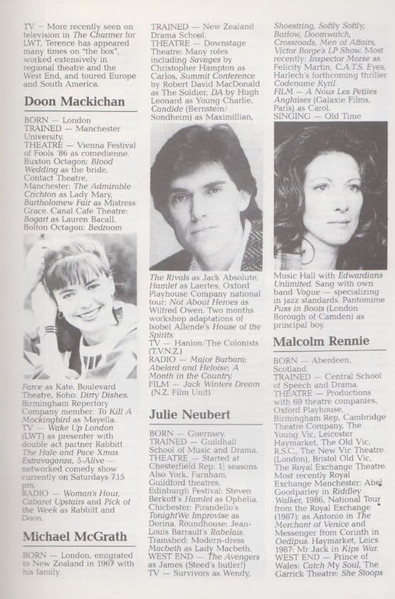 Carol Leader Playschool Casualty Survivors BBC Series 70s Theatre Show Programme