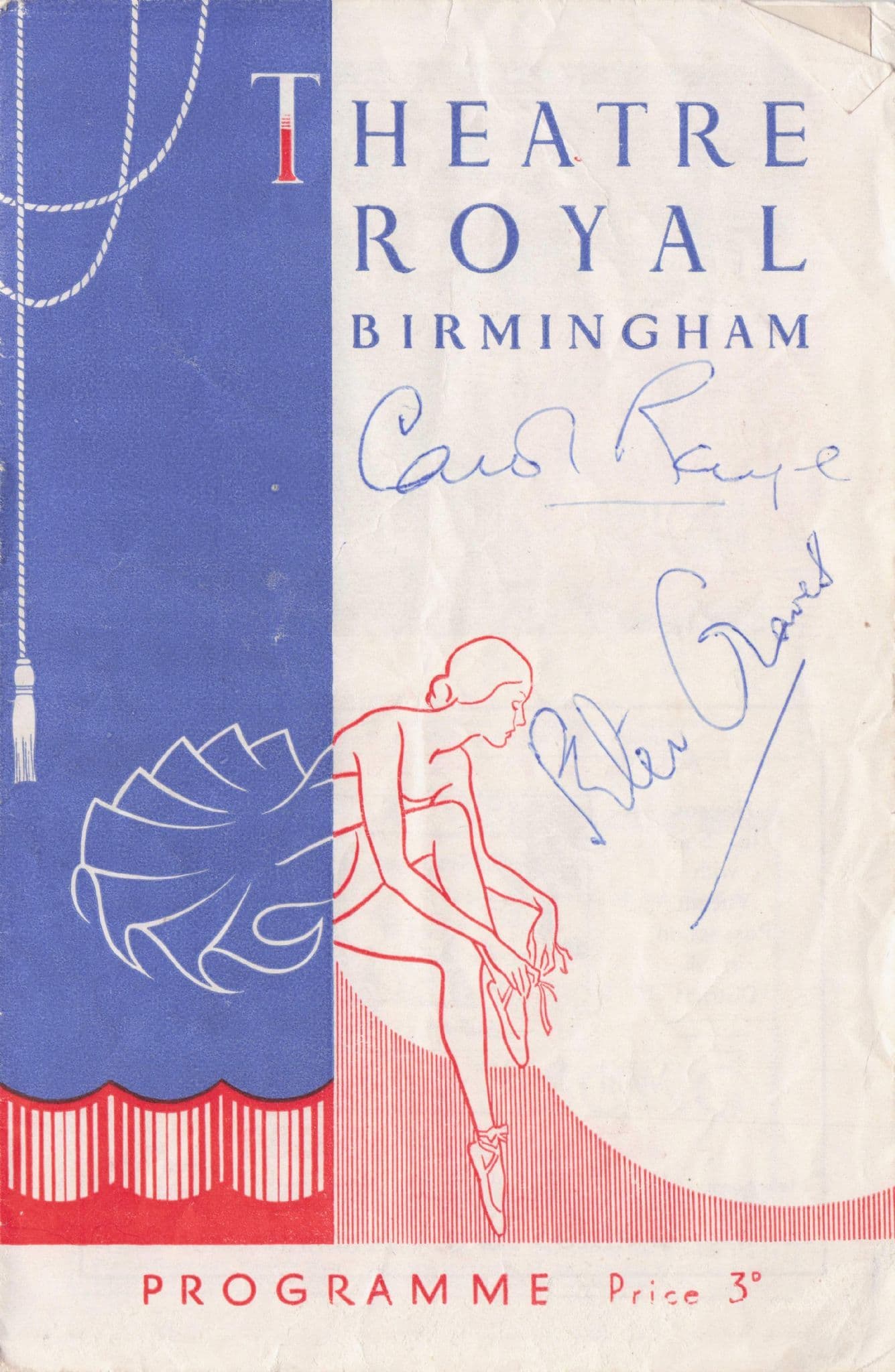 Carol Raye & Peter Graves Hand Signed Birmingham Theatre Programme