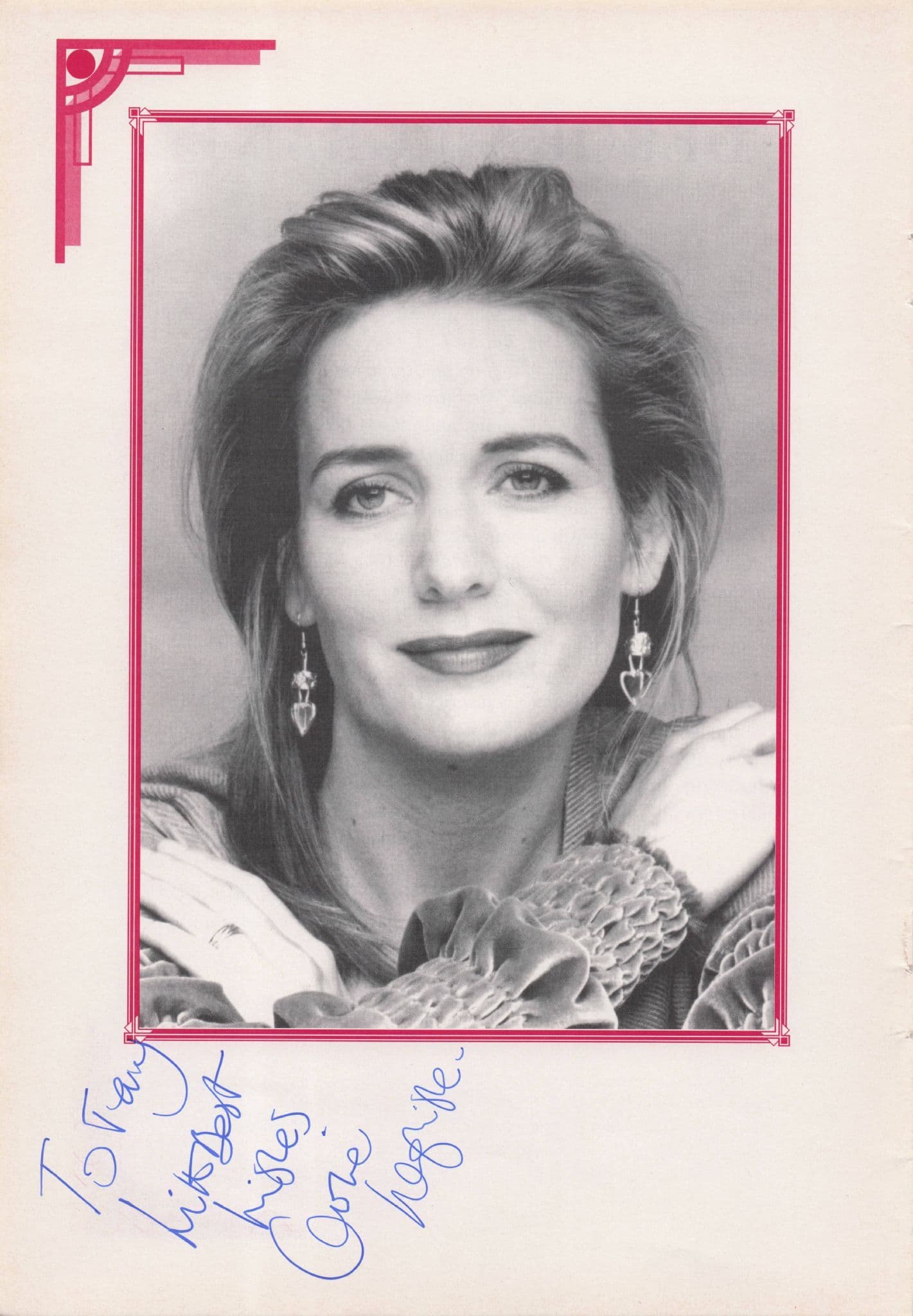 Caroline Langrishe of Lovejoy Pulaski Hand Signed Photo Theatre Page