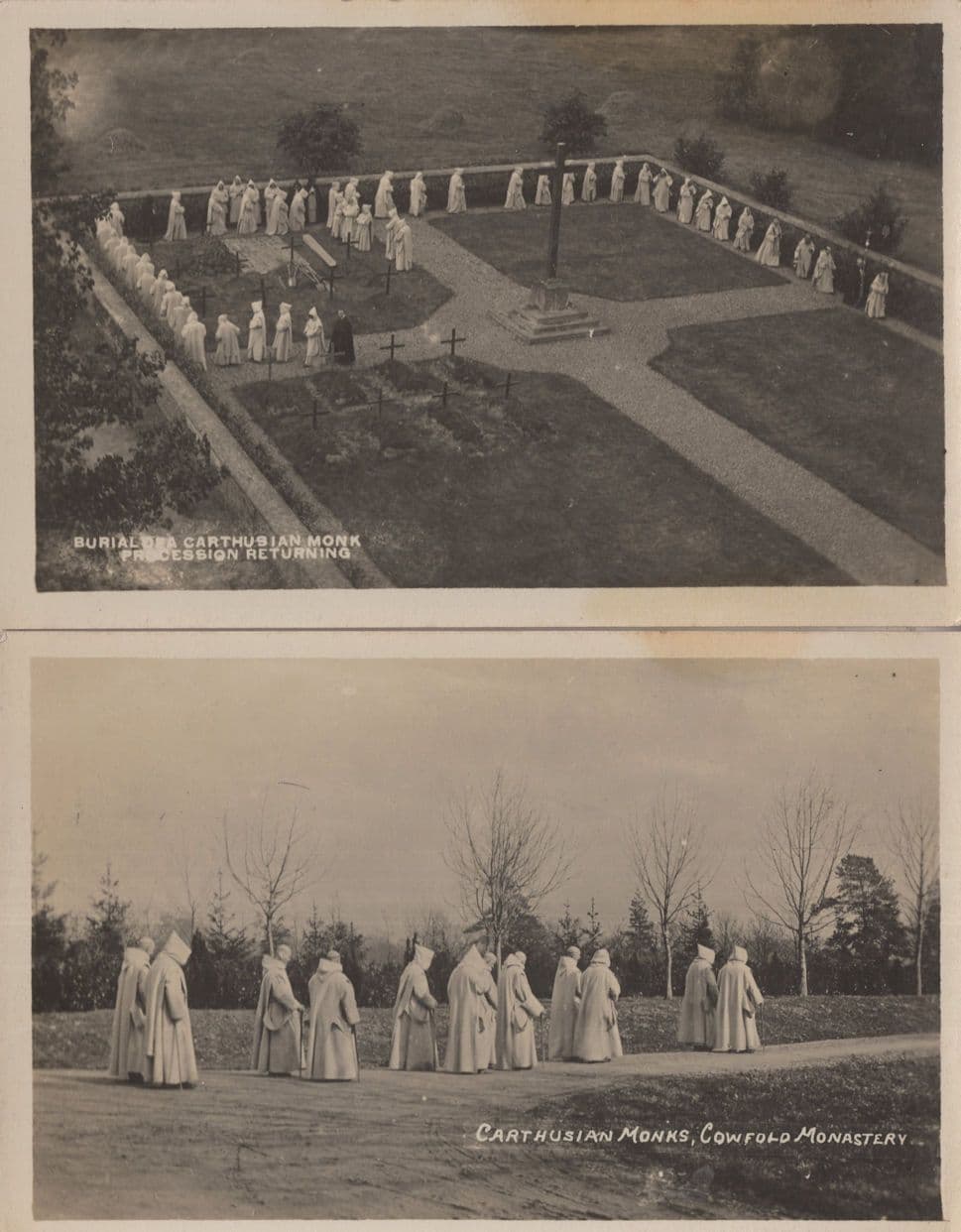 Carthusian Monks Cowfield Monastry Procession Aerial 2x Postcard s