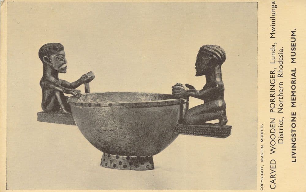 Carved Wooden Porringer Linda Northern Rhodesia Pottery Postcard