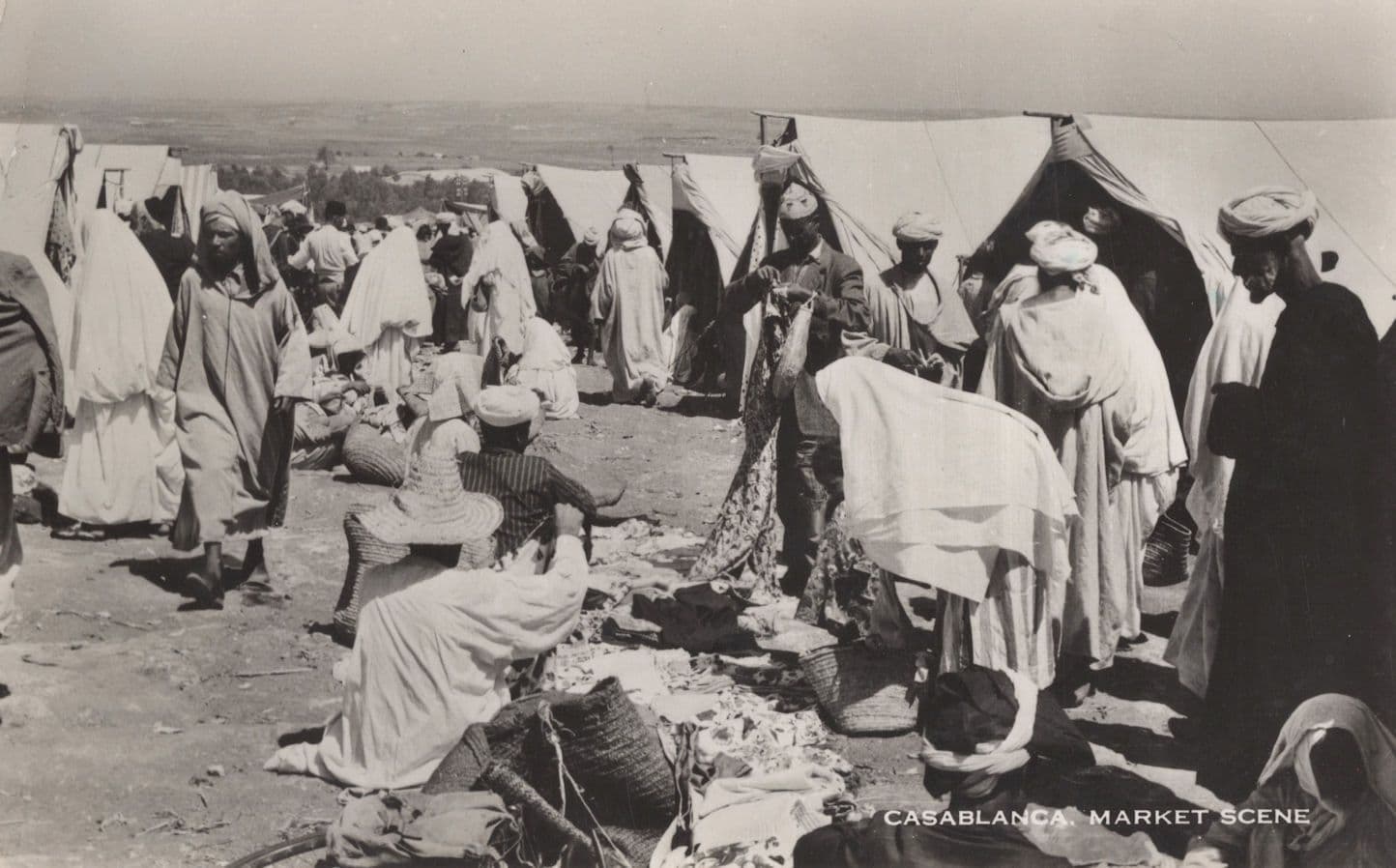 Casablanca Market Trader Scene Real Photo Vintage Postcard