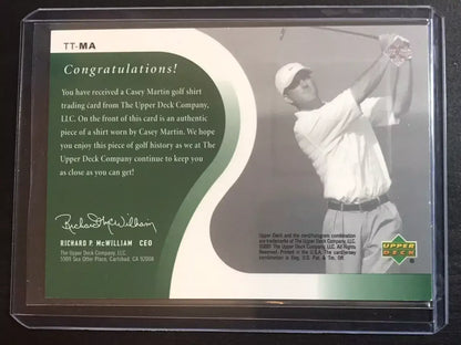 Casey Martin Original Worn Shirt Golf Tour Rare Limited Threads Card