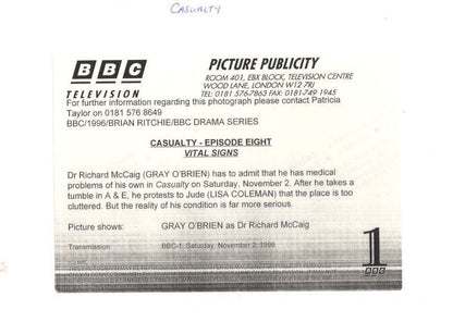 Casualty Vital Signs Episode 8 Gray O'Brien BBC TV Press Photo