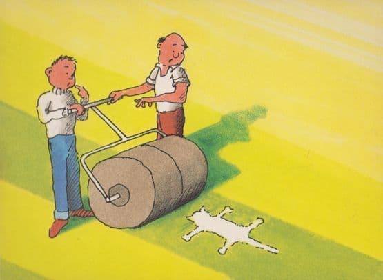 Cat Crushed Under Paint Road Cement Roller Comic Cats Postcard